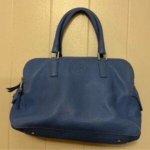 Rare Tory Burch Marion Triple-Zip Satchel in Periwinkle pebbled leather Handbag